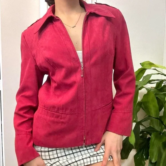 Lauren Conrad Vintage  Faux Suede Jacket Pink Size Medium - Picture 3 of 8